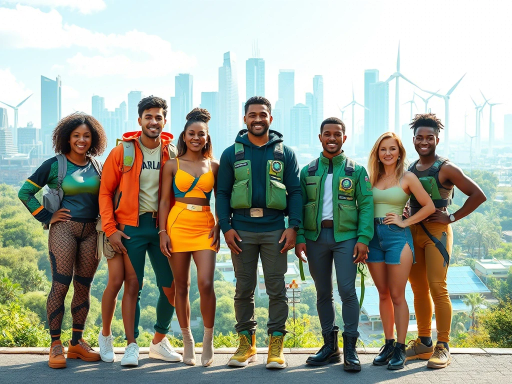 A group of diverse individuals confidently standing together, representing empowerment, sustainability, and authenticity in 2025